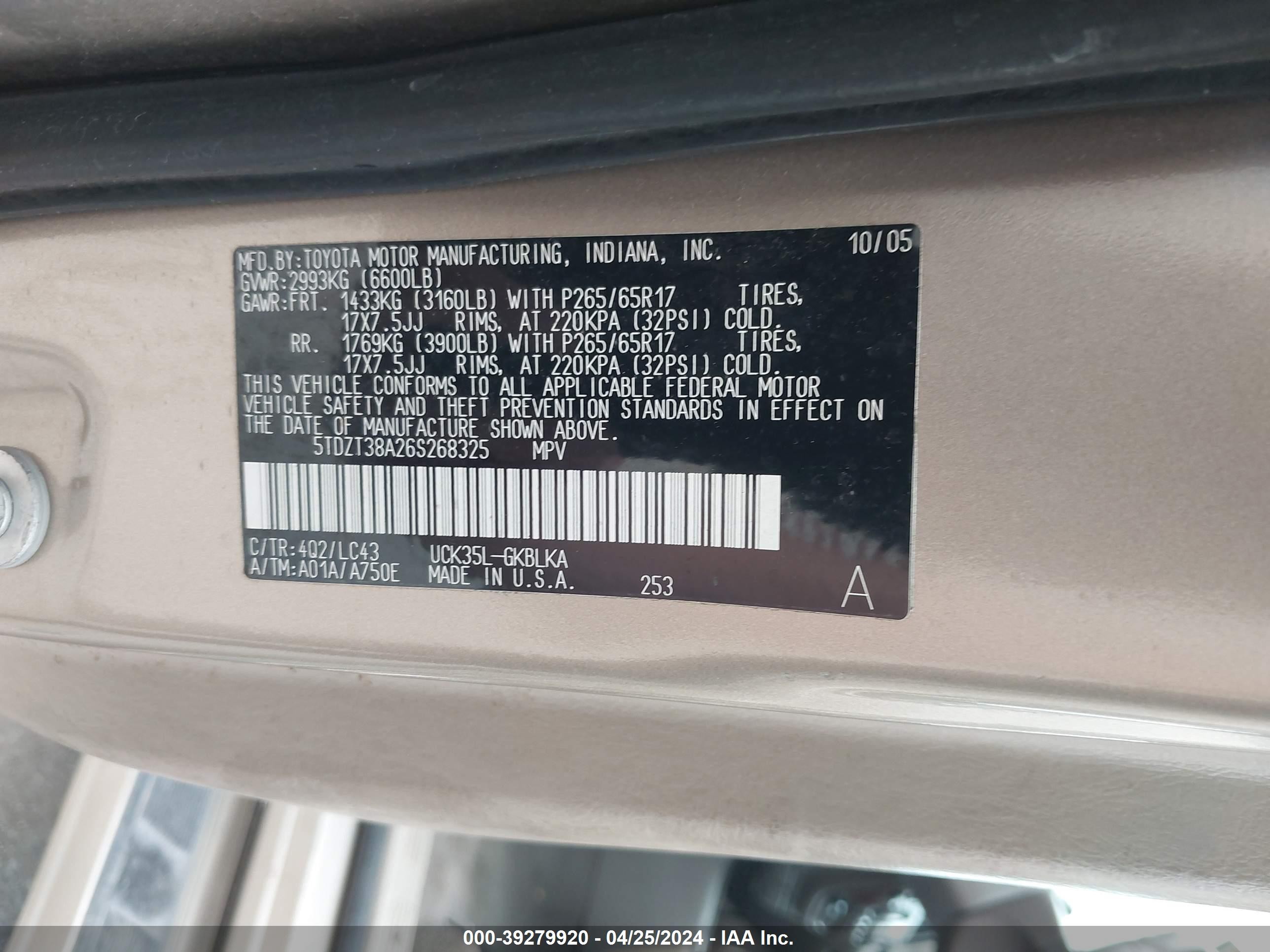 Photo 8 VIN: 5TDZT38A26S268325 - TOYOTA SEQUOIA 