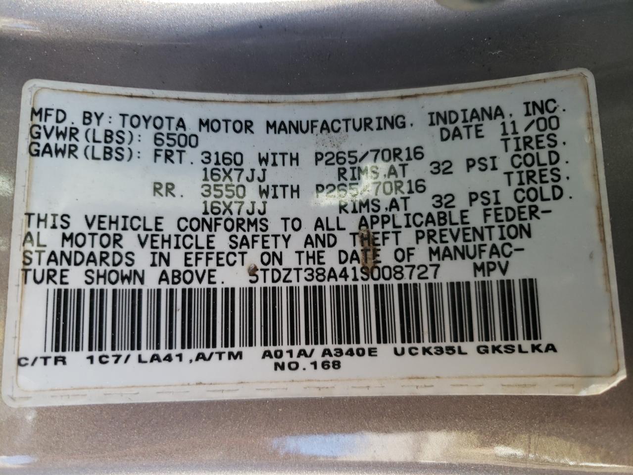 Photo 12 VIN: 5TDZT38A41S008727 - TOYOTA SEQUOIA 