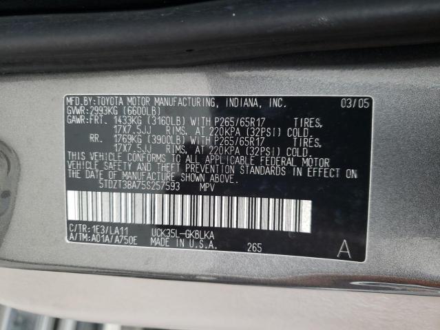 Photo 9 VIN: 5TDZT38A75S257593 - TOYOTA SEQUOIA LI 