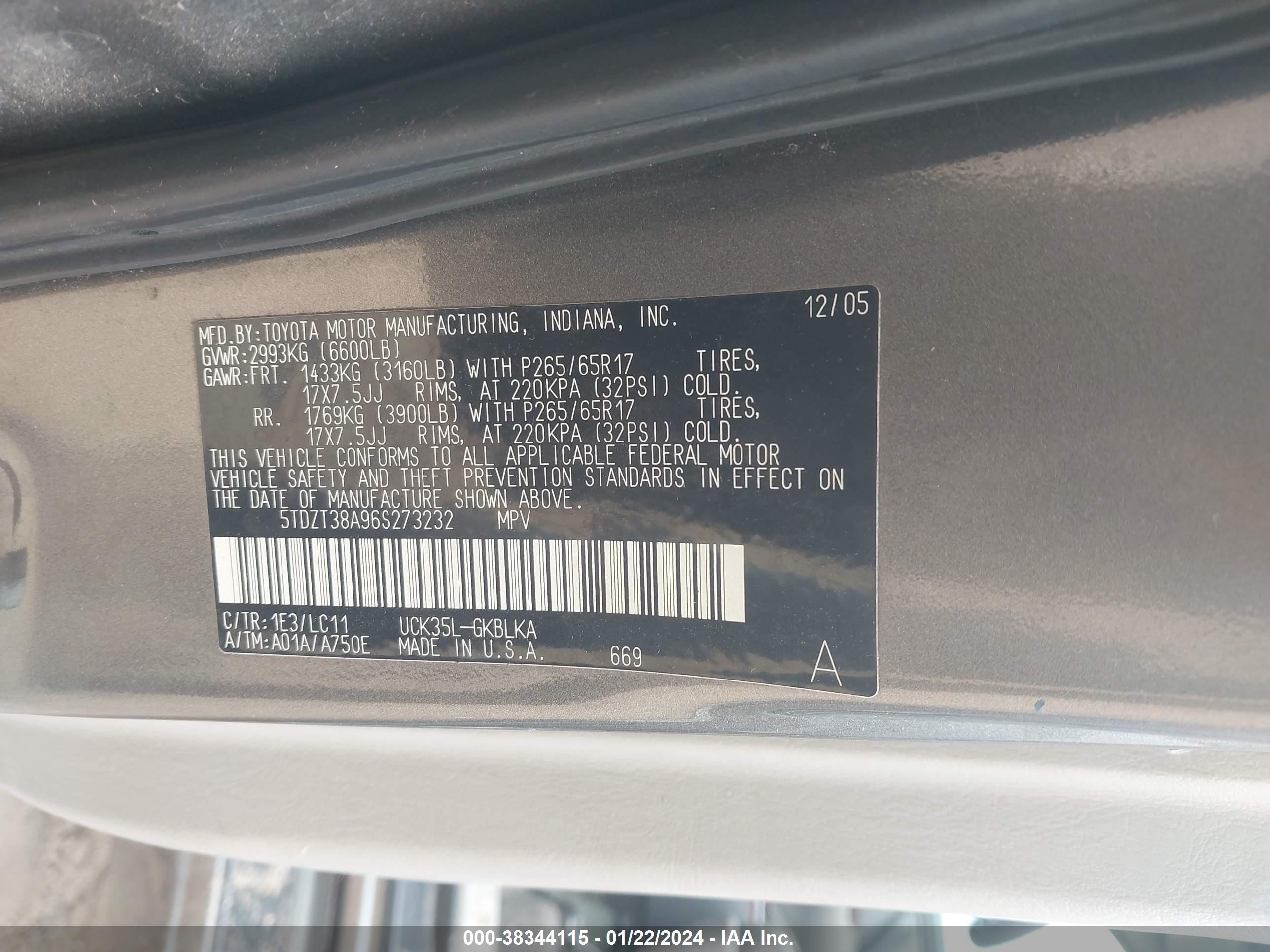 Photo 8 VIN: 5TDZT38A96S273232 - TOYOTA SEQUOIA 