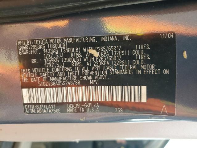 Photo 12 VIN: 5TDZT38AX5S248788 - TOYOTA SEQUOIA LI 