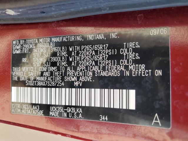 Photo 12 VIN: 5TDZT38AX7S287254 - TOYOTA SEQUOIA 