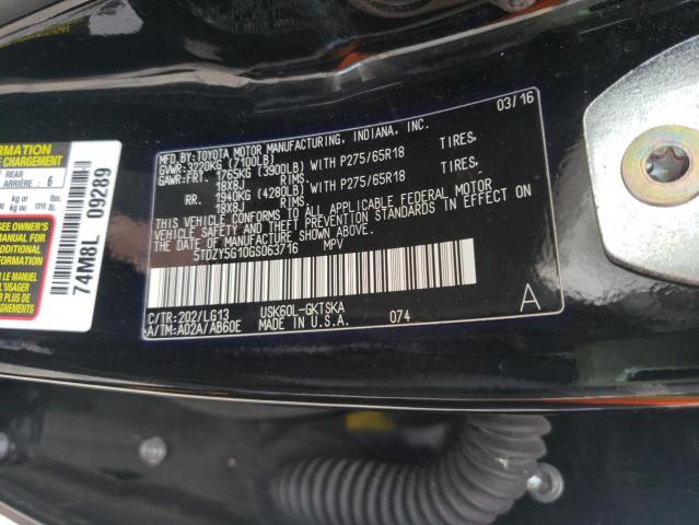 Photo 9 VIN: 5TDZY5G10GS063716 - TOYOTA SEQUOIA SR 