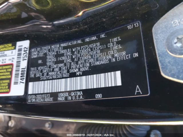 Photo 8 VIN: 5TDZY5G16ES051602 - TOYOTA SEQUOIA 