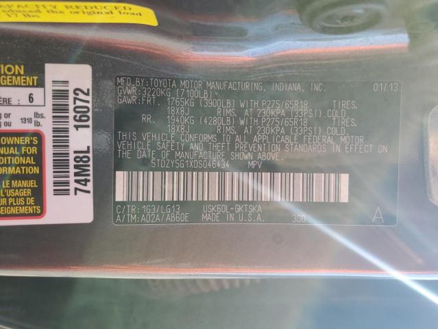 Photo 12 VIN: 5TDZY5G1XDS046434 - TOYOTA SEQUOIA SR 