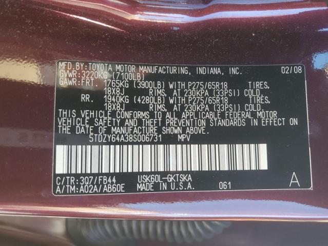 Photo 12 VIN: 5TDZY64A38S006731 - TOYOTA SEQUOIA SR 