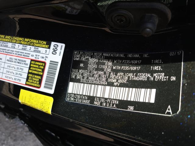 Photo 9 VIN: 5TDZZ3DC0HS828464 - TOYOTA SIENNA 