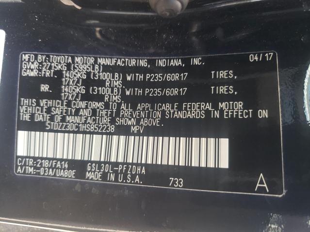 Photo 12 VIN: 5TDZZ3DC1HS852238 - TOYOTA SIENNA 