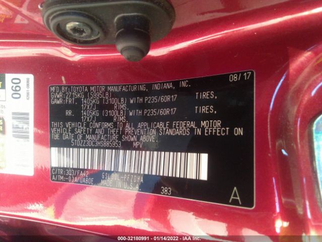 Photo 8 VIN: 5TDZZ3DC3HS885953 - TOYOTA SIENNA 