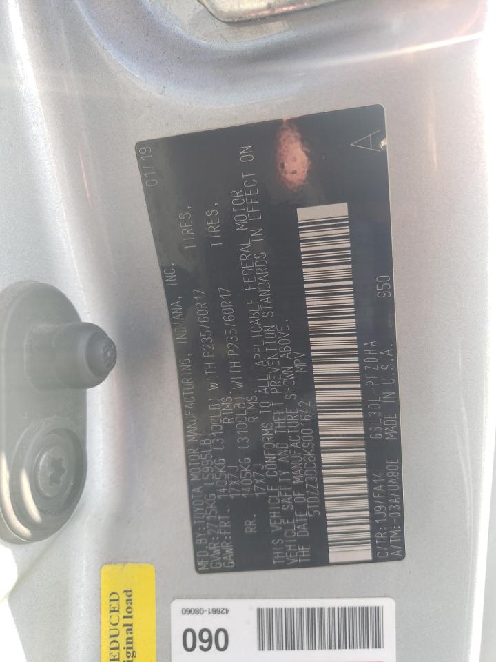 Photo 12 VIN: 5TDZZ3DC6KS001642 - TOYOTA SIENNA 