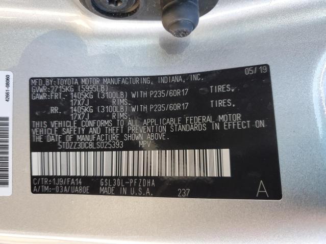 Photo 12 VIN: 5TDZZ3DC8LS025393 - TOYOTA SIENNA 