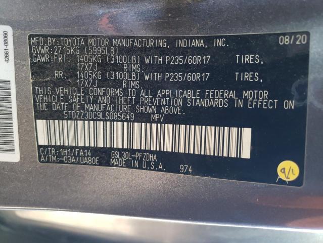 Photo 12 VIN: 5TDZZ3DC9LS085649 - TOYOTA SIENNA 