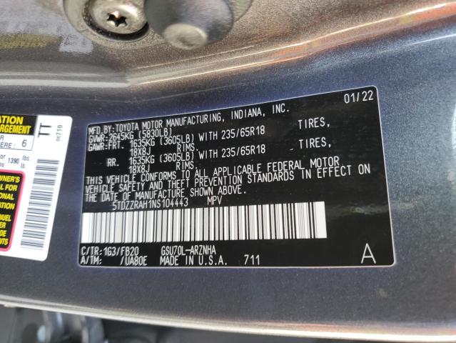 Photo 12 VIN: 5TDZZRAH1NS104443 - TOYOTA HIGHLANDER 