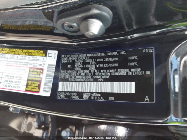 Photo 8 VIN: 5TDZZRAH7NS543498 - TOYOTA HIGHLANDER 