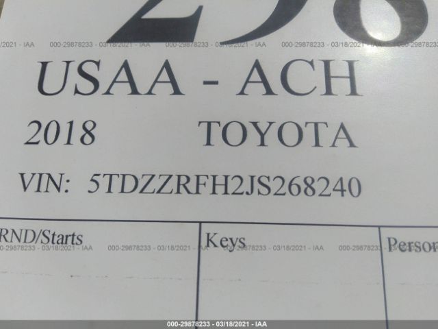 Photo 8 VIN: 5TDZZRFH2JS268240 - TOYOTA HIGHLANDER 