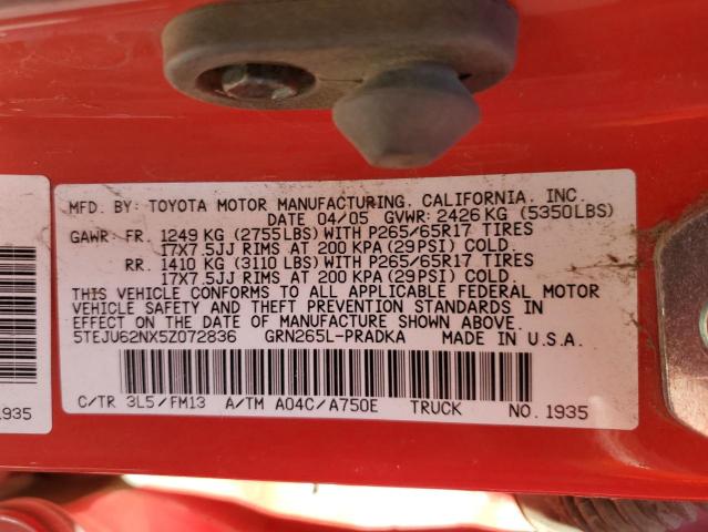 Photo 11 VIN: 5TEJU62NX5Z072836 - TOYOTA TACOMA DOU 