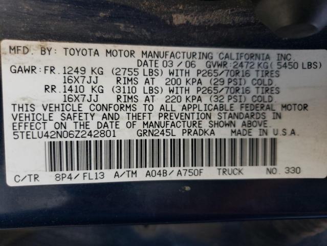 Photo 12 VIN: 5TELU42N06Z242801 - TOYOTA TACOMA DOU 