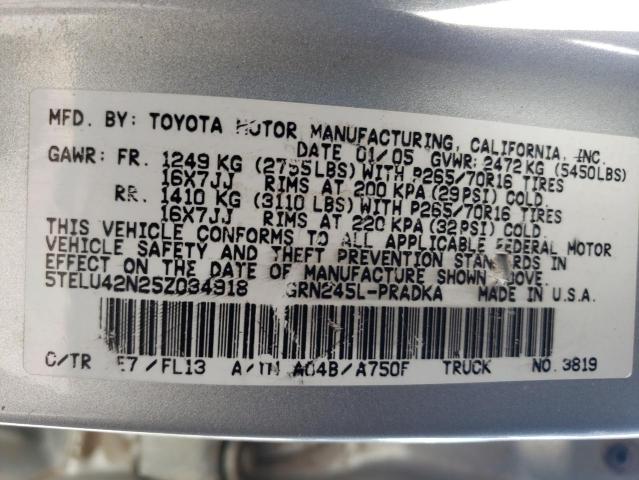 Photo 12 VIN: 5TELU42N25Z034918 - TOYOTA TACOMA DOU 