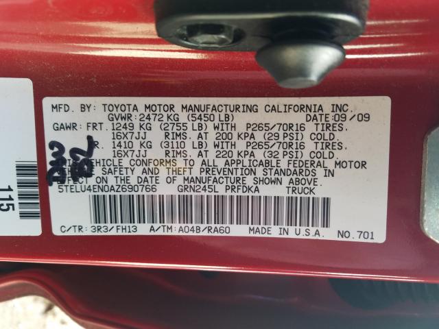 Photo 9 VIN: 5TELU4EN0AZ690766 - TOYOTA TACOMA DOU 