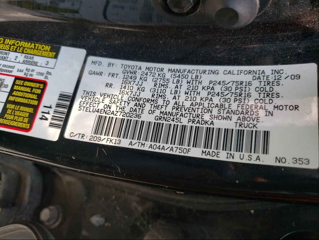 Photo 9 VIN: 5TELU4EN2AZ720236 - TOYOTA TACOMA DOU 