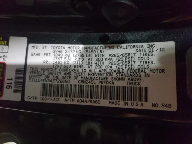 Photo 9 VIN: 5TELU4EN3AZ722660 - TOYOTA TACOMA DOU 