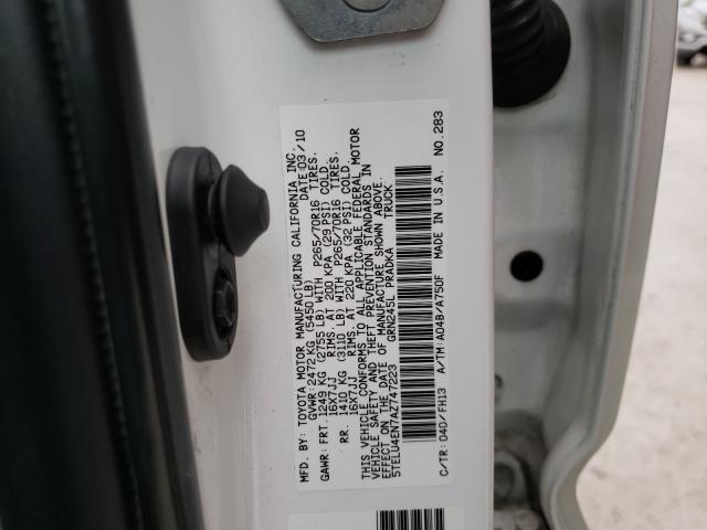 Photo 9 VIN: 5TELU4EN7AZ747223 - TOYOTA TACOMA DOU 