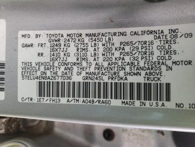 Photo 9 VIN: 5TELU4EN8AZ677036 - TOYOTA TACOMA DOU 