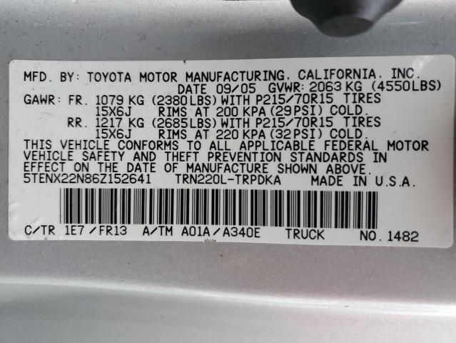 Photo 12 VIN: 5TENX22N86Z152641 - TOYOTA TACOMA 