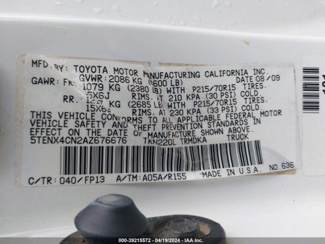 Photo 8 VIN: 5TENX4CN2AZ676676 - TOYOTA TACOMA 