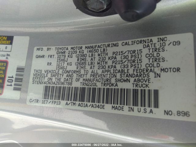 Photo 8 VIN: 5TENX4CN3AZ696788 - TOYOTA TACOMA 