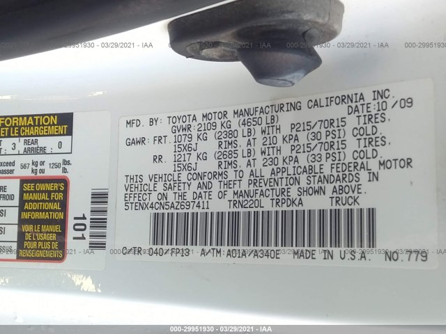 Photo 8 VIN: 5TENX4CN5AZ697411 - TOYOTA TACOMA 