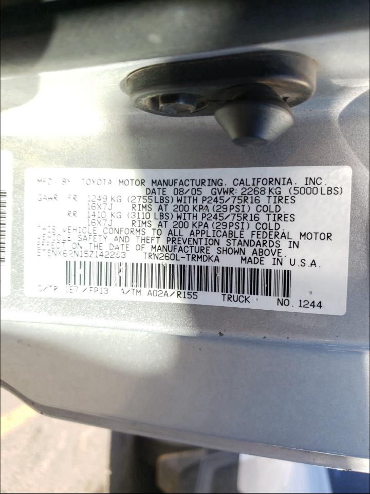 Photo 9 VIN: 5TENX62N15Z142233 - TOYOTA TACOMA PRE 