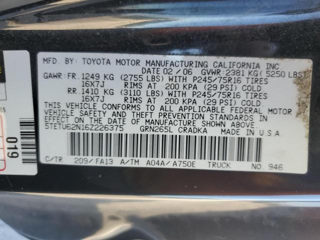 Photo 11 VIN: 5TETU62N16Z226375 - TOYOTA TACOMA 