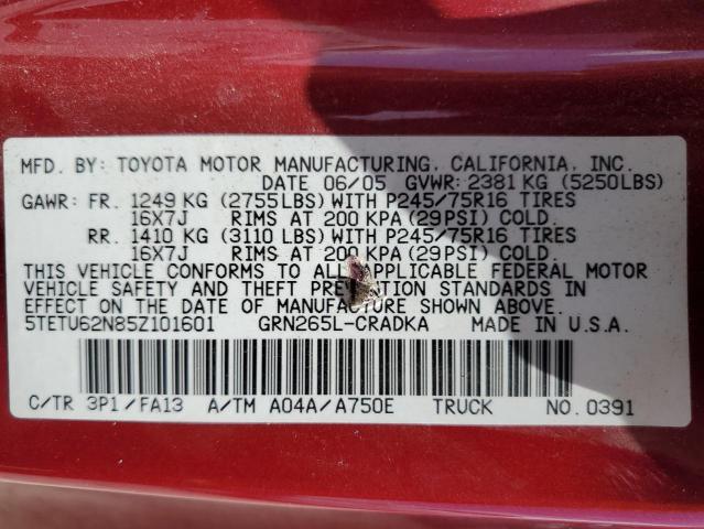 Photo 11 VIN: 5TETU62N85Z101601 - TOYOTA TACOMA 