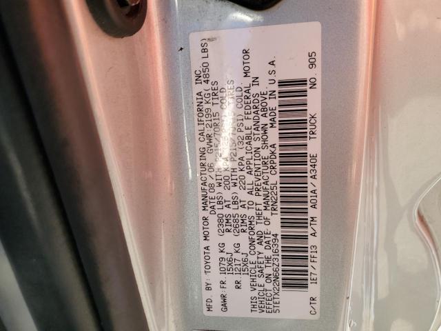 Photo 12 VIN: 5TETX22N66Z316394 - TOYOTA TACOMA ACC 