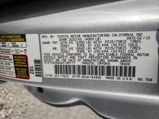 Photo 9 VIN: 5TETX4CN2AZ738777 - TOYOTA TACOMA ACC 