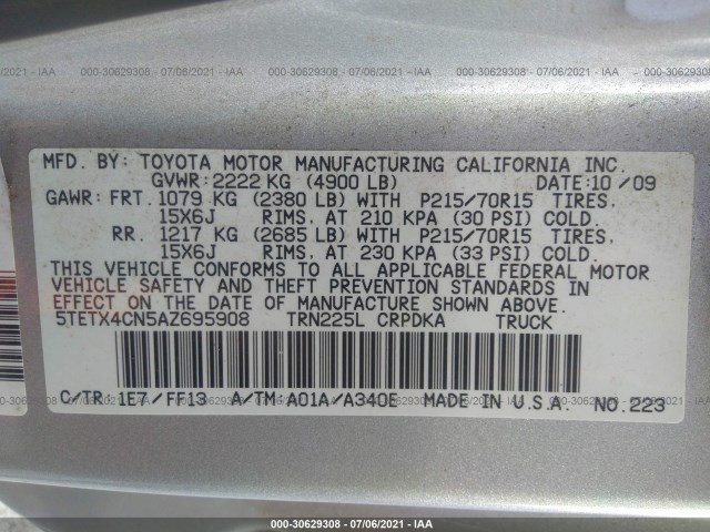 Photo 8 VIN: 5TETX4CN5AZ695908 - TOYOTA TACOMA 