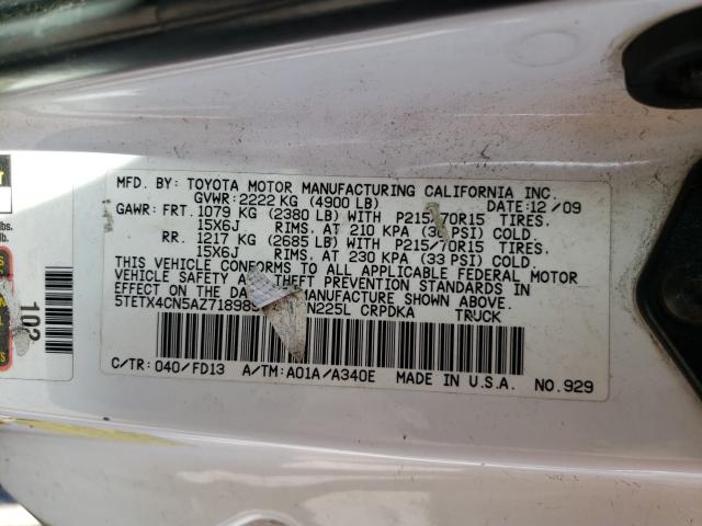 Photo 9 VIN: 5TETX4CN5AZ718989 - TOYOTA TACOMA ACC 