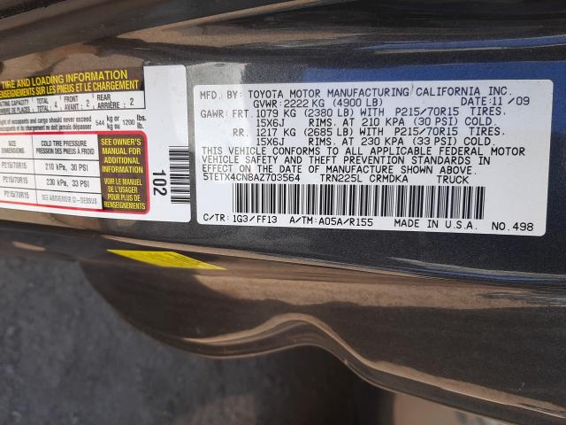 Photo 9 VIN: 5TETX4CN8AZ703564 - TOYOTA TACOMA ACC 