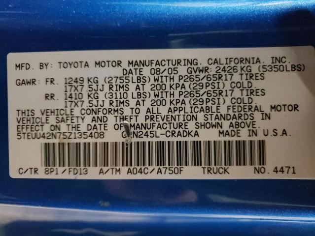 Photo 12 VIN: 5TEUU42N75Z135408 - TOYOTA TACOMA 