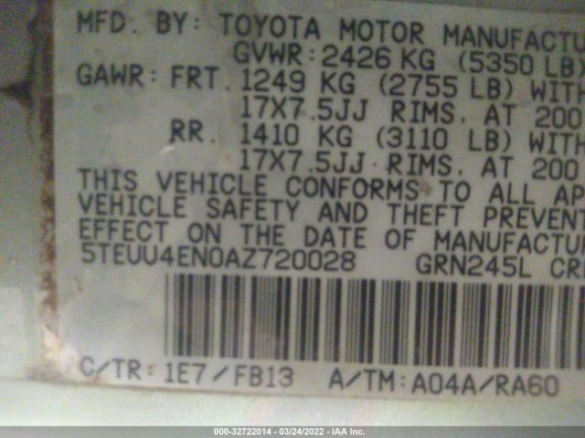 Photo 8 VIN: 5TEUU4EN0AZ720028 - TOYOTA TACOMA 