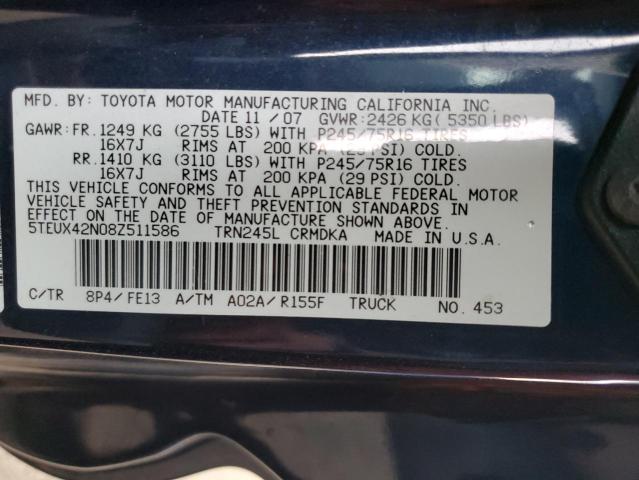 Photo 11 VIN: 5TEUX42N08Z511586 - TOYOTA TACOMA ACC 