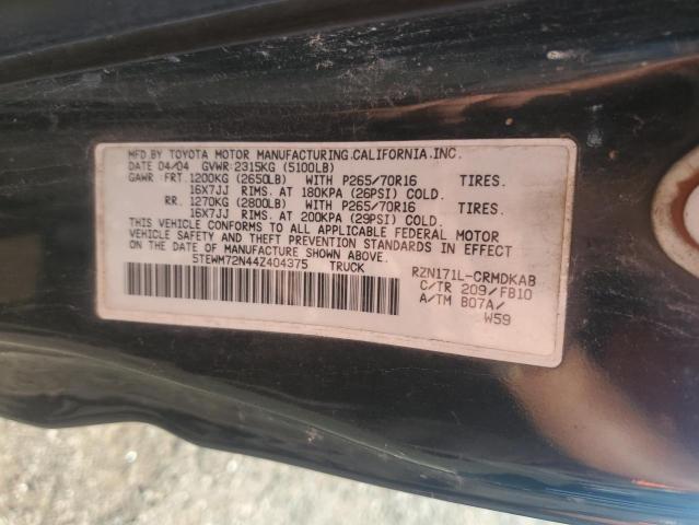 Photo 11 VIN: 5TEWM72N44Z404375 - TOYOTA TACOMA XTR 