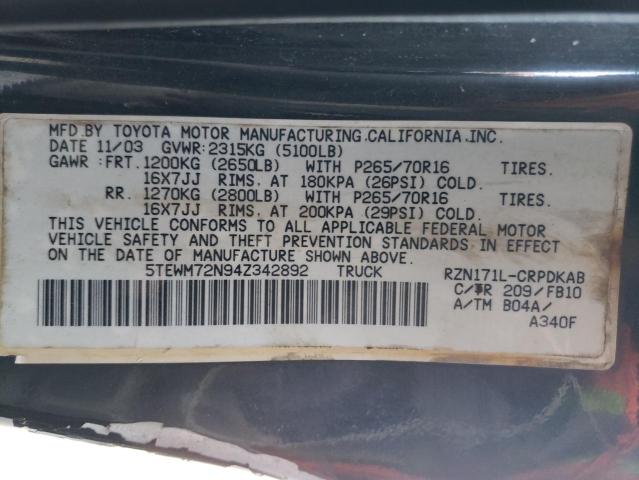 Photo 11 VIN: 5TEWM72N94Z342892 - TOYOTA TACOMA 