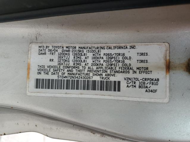 Photo 11 VIN: 5TEWN72N34Z430267 - TOYOTA TACOMA XTR 