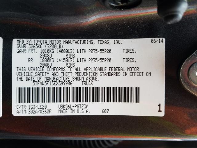 Photo 9 VIN: 5TFAW5F13EX399906 - TOYOTA TUNDRA CRE 