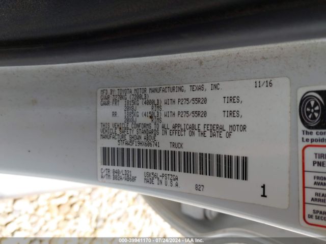 Photo 8 VIN: 5TFAW5F19HX606741 - TOYOTA TUNDRA 