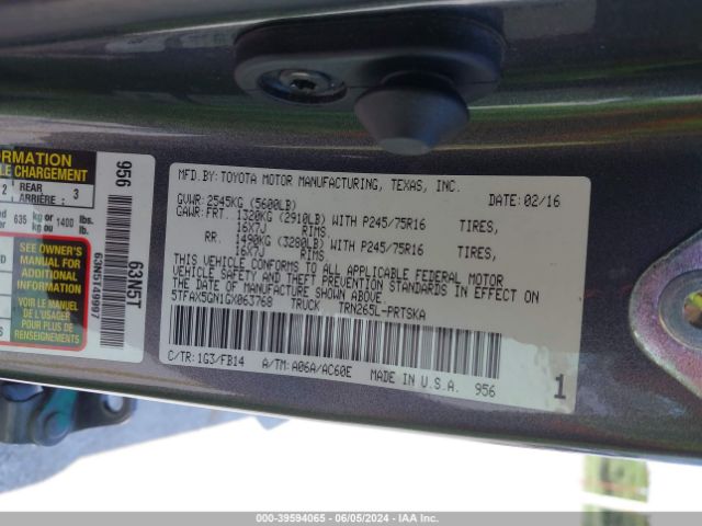 Photo 8 VIN: 5TFAX5GN1GX063768 - TOYOTA TACOMA 