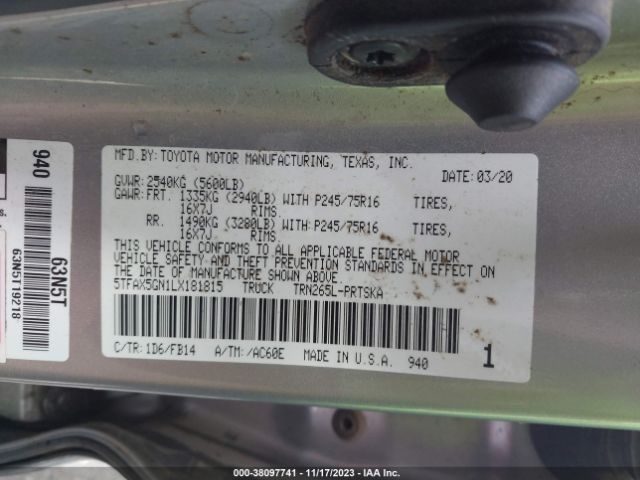 Photo 8 VIN: 5TFAX5GN1LX181815 - TOYOTA TACOMA 