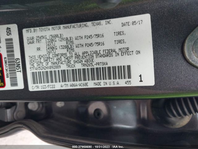 Photo 8 VIN: 5TFAX5GN2HX092889 - TOYOTA TACOMA 